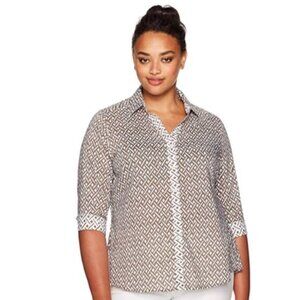 Foxcroft Weaving Pattern Shirt, 3/4 Sleeve, Size 4